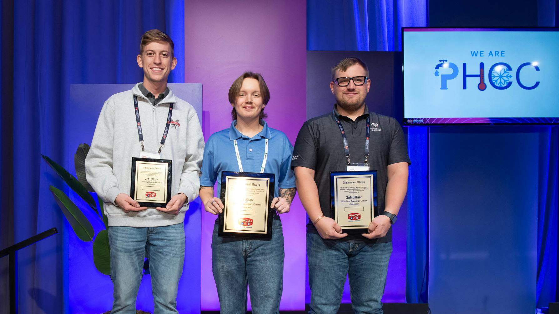 L to R - PHCC Educational Foundation National Plumbing Apprentice Contest Winners - Daniel Pritchett (Third Place), Josh Vogt (First Place), Cody Green (Second Place).