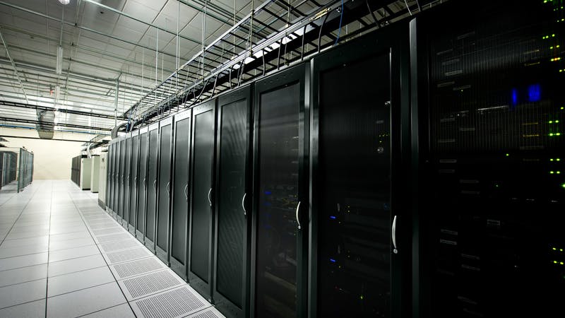 Interior view of a data center with equipment