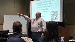 Not an empty seat in the room at the Revolutionizing Plumbing and HVAC: Leveraging AI for Enhanced Productivity and Profitability education session led by Kirk Alter. Not an empty seat in the room at the Revolutionizing Plumbing and HVAC: Leveraging AI for Enhanced Productivity and Profitability education session led by Kirk Alter.
