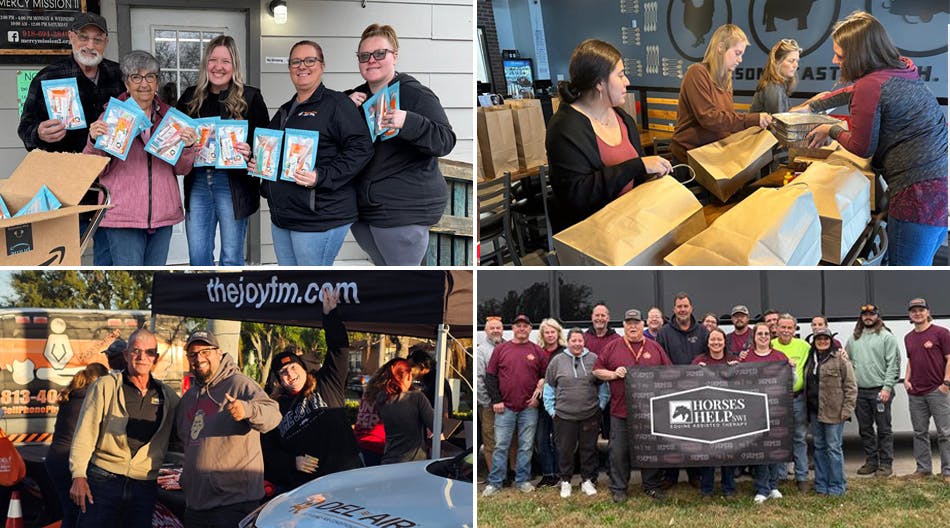 A collage of contractor employees giving back to their communities.