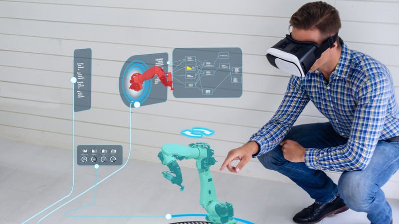 engineer uses virtual reality in education and training