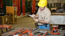 Man taking inventory. Man taking inventory.