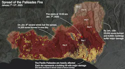 A satellite view of the Palisades Fire. A satellite view of the Palisades Fire.