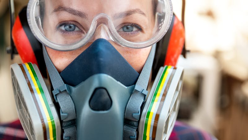 woman with respirator