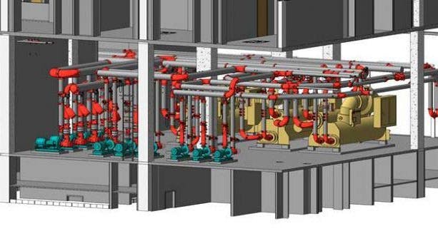 Piping system design in Revit.