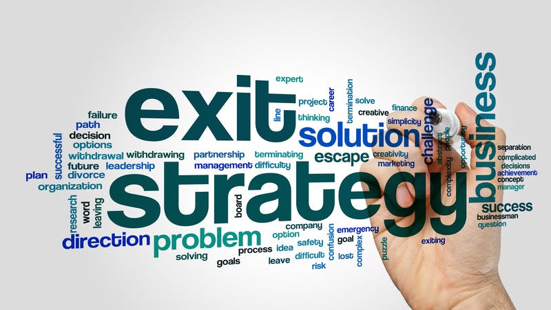 exit strategy word cloud