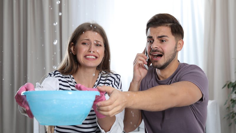 couple with leaking ceiling