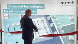 Christoph Kleu, Executive Vice President and CFO at Bosch Rexroth cuts the ribbon to inaugurate the company’s new factory automation Customer Innovation Center. Christoph Kleu, Executive Vice President and CFO at Bosch Rexroth cuts the ribbon to inaugurate the company’s new factory automation Customer Innovation Center.