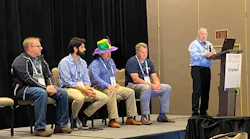 (From left) Don Rahrig (Rain), Renato Leal (GreyLogix), Nigel James (Triad) and Sam Hoff (Patti Engineering) join Tim Ogden (GE Digital) for a discussion of using digital tools. (From left) Don Rahrig (Rain), Renato Leal (GreyLogix), Nigel James (Triad) and Sam Hoff (Patti Engineering) join Tim Ogden (GE Digital) for a discussion of using digital tools.