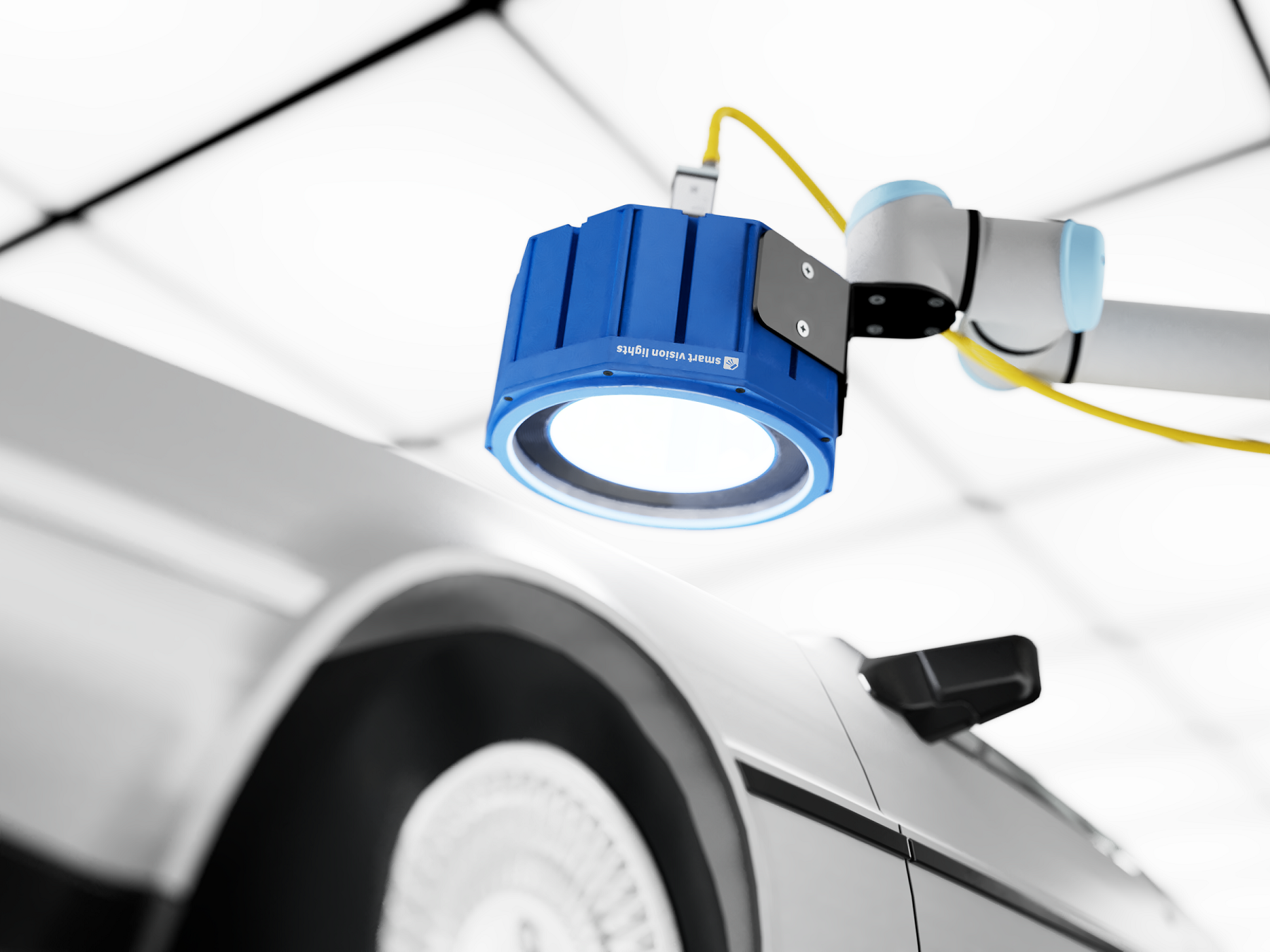 Deploying a multifunctional light and camera on the end of a cobot arm delivers flexible inspection capabilities when multiple imaging angles are required.