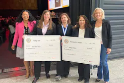 Figure 1: The inaugural MassRobotics Robotics Medal award, sponsored by Amazon Robotics, was presented to University of Illinois at Urbana-Champaign’s Nancy Amato for her research on the algorithmic foundations of motion planning, computational biology, computational geometry and parallel computing. Boston University’s Alyssa Nicole Pierson was awarded the MassRobotics Rising Star in Robotics Medal for her key contributions to the cooperative, distributed control of multi-agent teams. Figure 1: The inaugural MassRobotics Robotics Medal award, sponsored by Amazon Robotics, was presented to University of Illinois at Urbana-Champaign’s Nancy Amato for her research on the algorithmic foundations of motion planning, computational biology, computational geometry and parallel computing. Boston University’s Alyssa Nicole Pierson was awarded the MassRobotics Rising Star in Robotics Medal for her key contributions to the cooperative, distributed control of multi-agent teams.