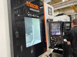 Figure 4: The VC-Ez features Mazak’s Smooth Ez5 controller, 20-hp/12,000-rpm spindle, MX linear roller guides and 30-tool magazine. Figure 4: The VC-Ez features Mazak’s Smooth Ez5 controller, 20-hp/12,000-rpm spindle, MX linear roller guides and 30-tool magazine.