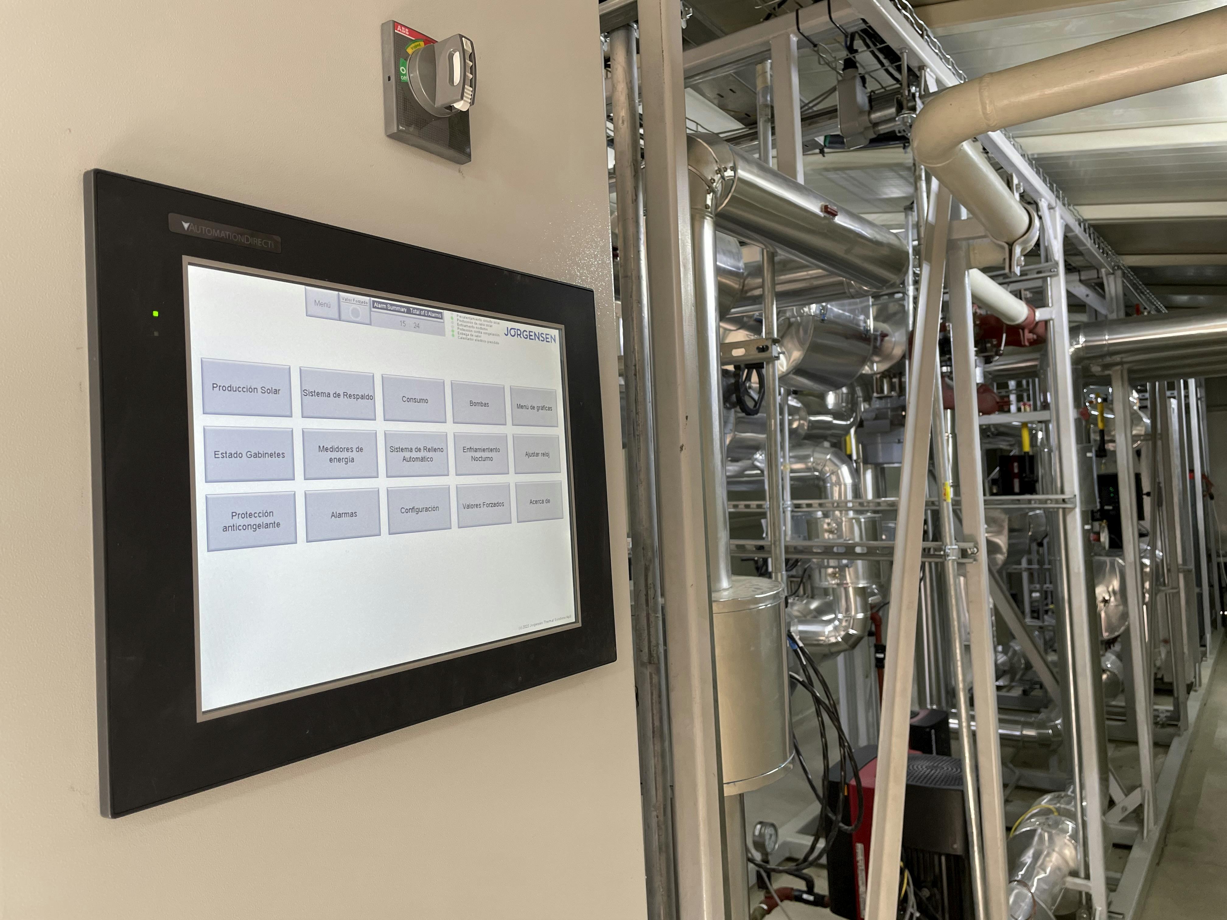The touchscreen HMI provides plenty of space for clean and streamlined graphics developed with an emphasis on intuitive and easy use by the many operators throughout the facility.