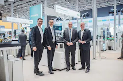 Ulrich Leidecker, COO, Phoenix Contact (from left), Gerhard Borho, management board, information technology and digitalization, Festo, Thomas Böck, chairman of the management board, Festo, and Frank Stührenberg, CEO, Phoenix Contact, announce a strategic partnership between the two automation suppliers. Ulrich Leidecker, COO, Phoenix Contact (from left), Gerhard Borho, management board, information technology and digitalization, Festo, Thomas Böck, chairman of the management board, Festo, and Frank Stührenberg, CEO, Phoenix Contact, announce a strategic partnership between the two automation suppliers.