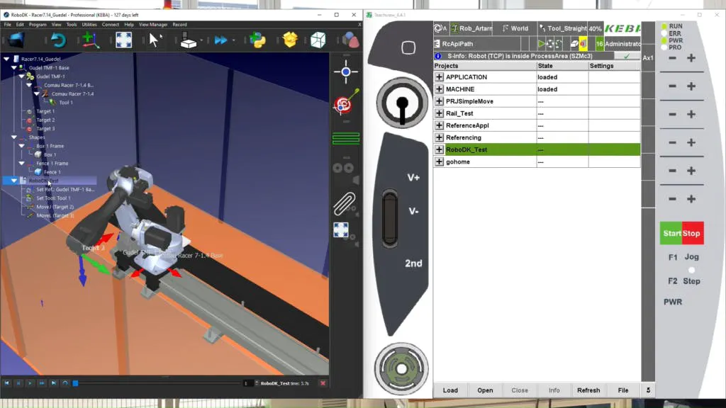 Figure 1: The two open platforms make it possible to create and test several robot cell scenarios from the desktop and then set up the real production cell.