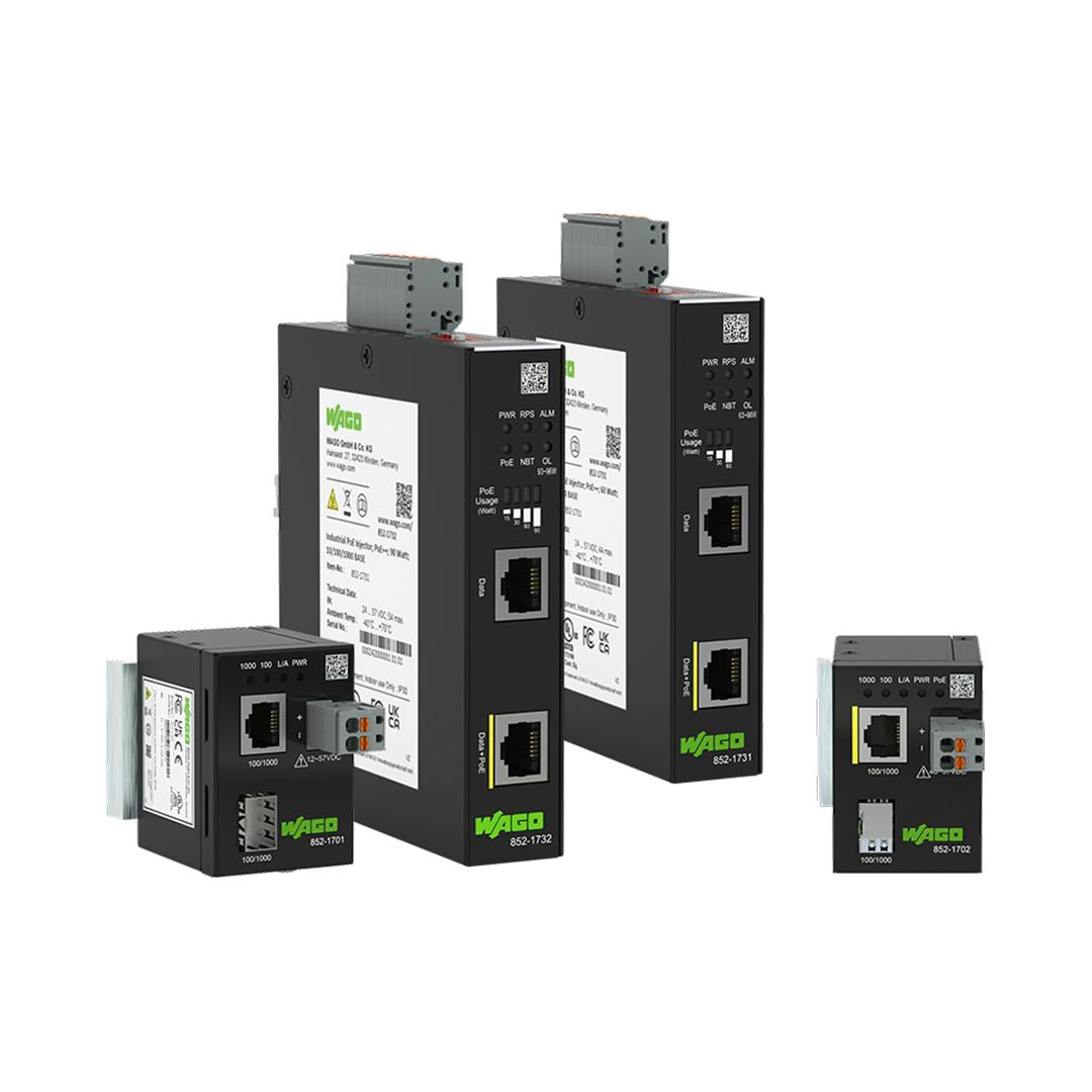 Wago Ethernet (PoE) injectors and media converters