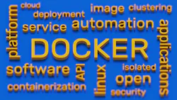 Docker platform word cloud 3d illustration Docker platform word cloud 3d illustration