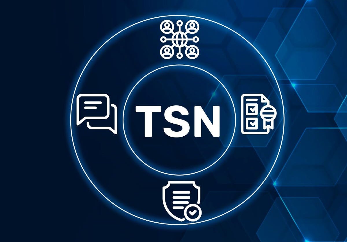 TSN acronym. Time-Sensitive Networking establishes standards for deterministic and reliable networking in data communication.