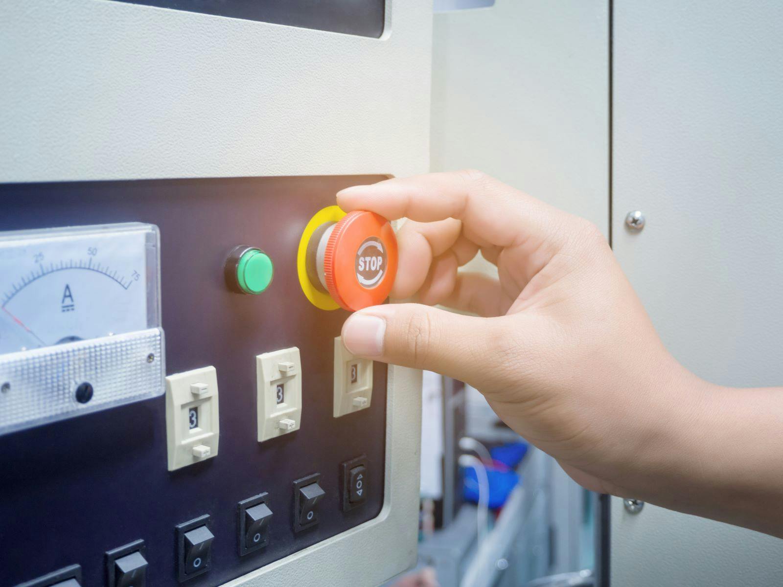 Hand of man control machine.