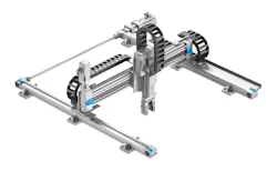A Cartesian handling system with its three servo motors delivers precision and high-speed operation. A Cartesian handling system with its three servo motors delivers precision and high-speed operation.