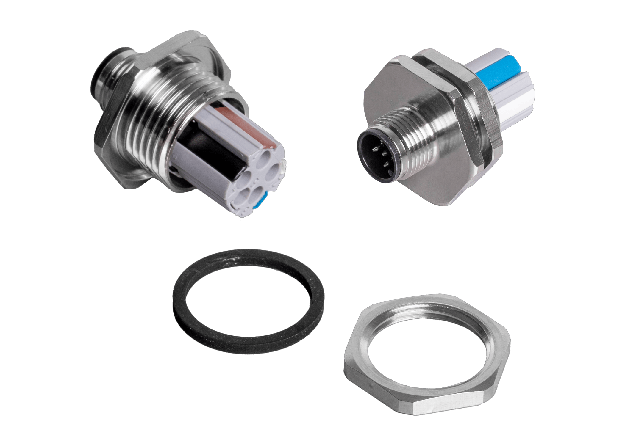 Weidmuller M12 panel receptacles with Push In technology