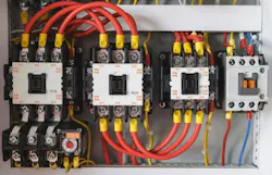 Close-up electrical wiring with fuses and contactors. Close-up electrical wiring with fuses and contactors.