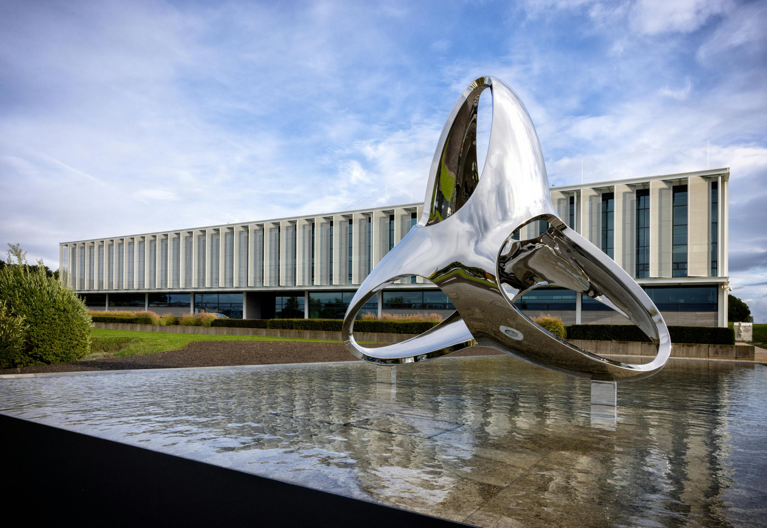 Wittenstein logo sculpture outside of the company headquarters