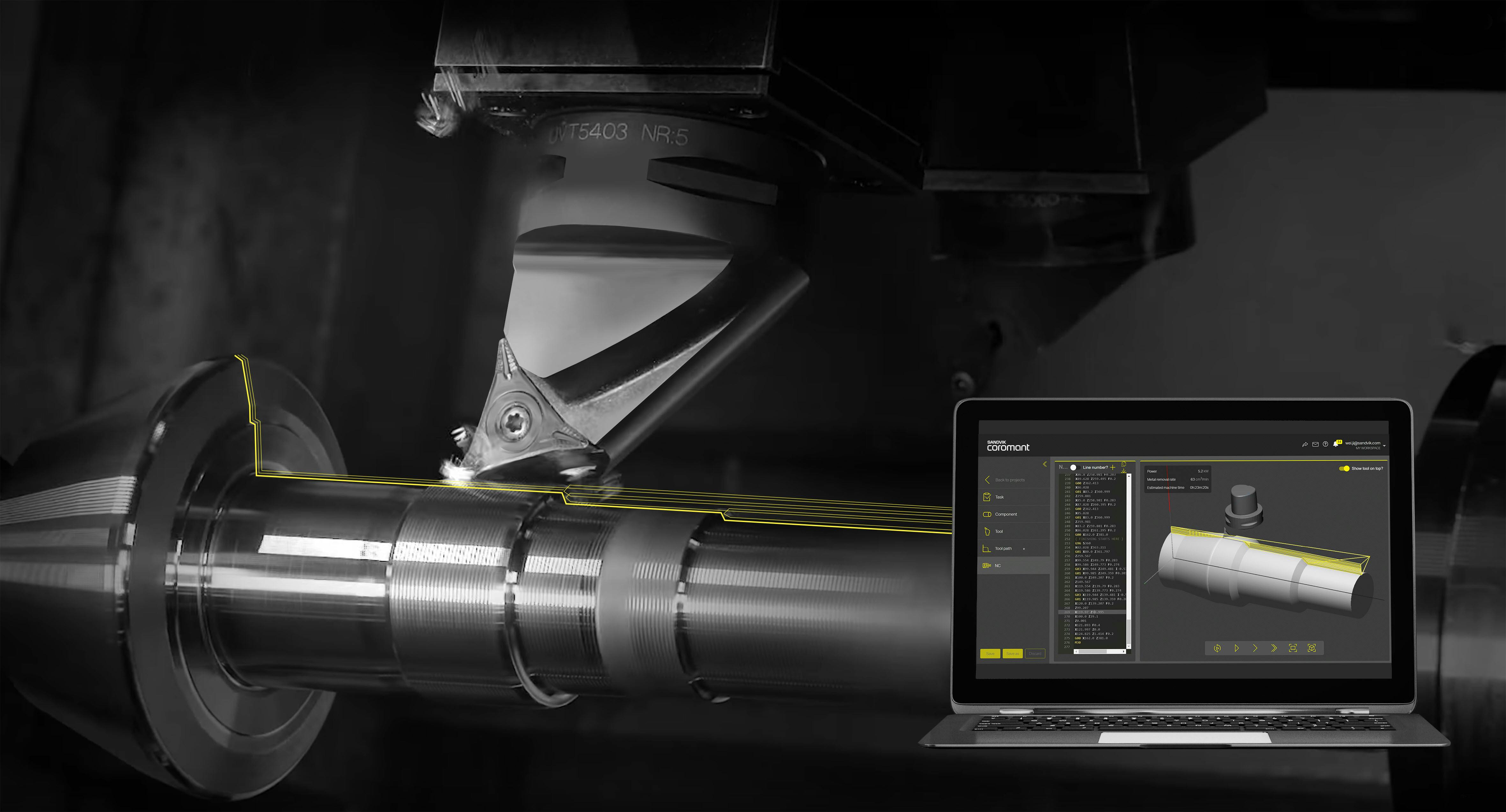 CoroPlus Tool Path or PrimeTurning conceptual image