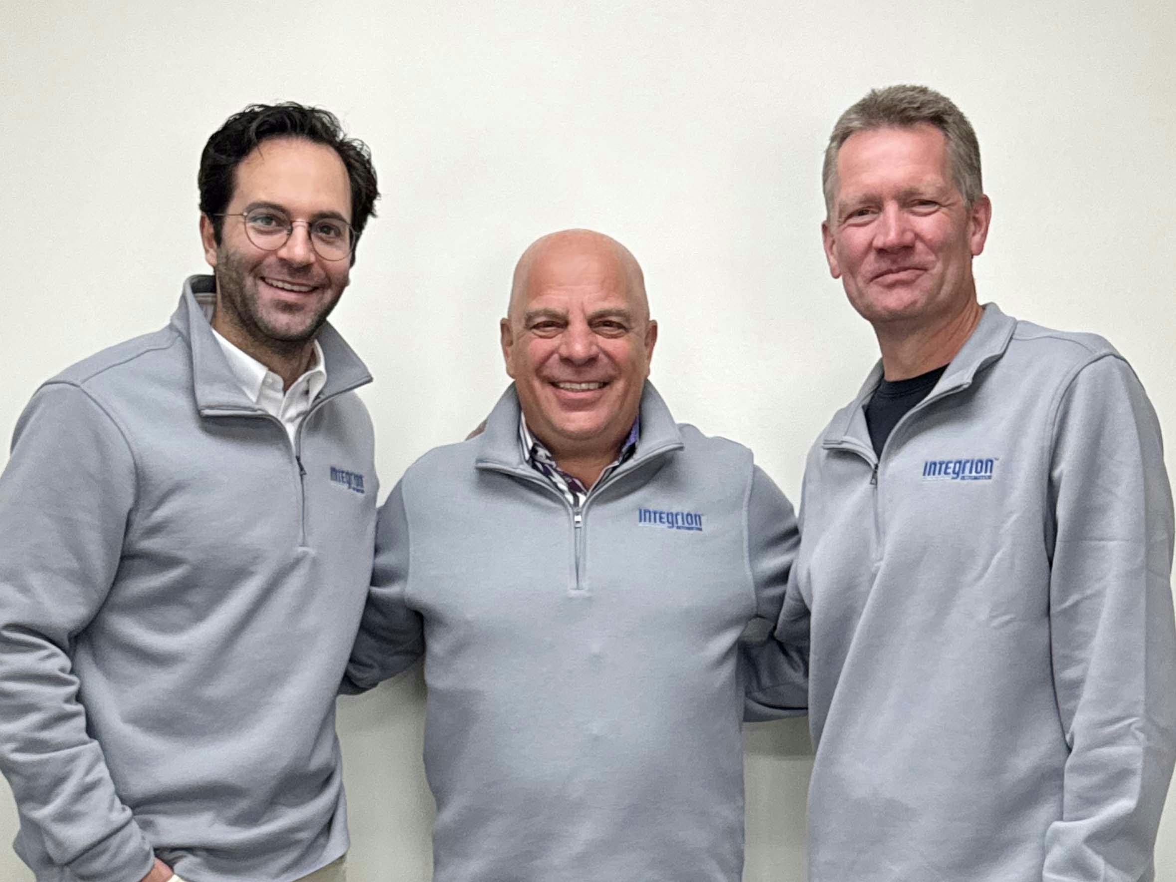Cornerstone CEO Peter Paras (from left), Integrion Automation strategic advisor Joe Gemma and Integrion Automation CEO Craig Rossman.