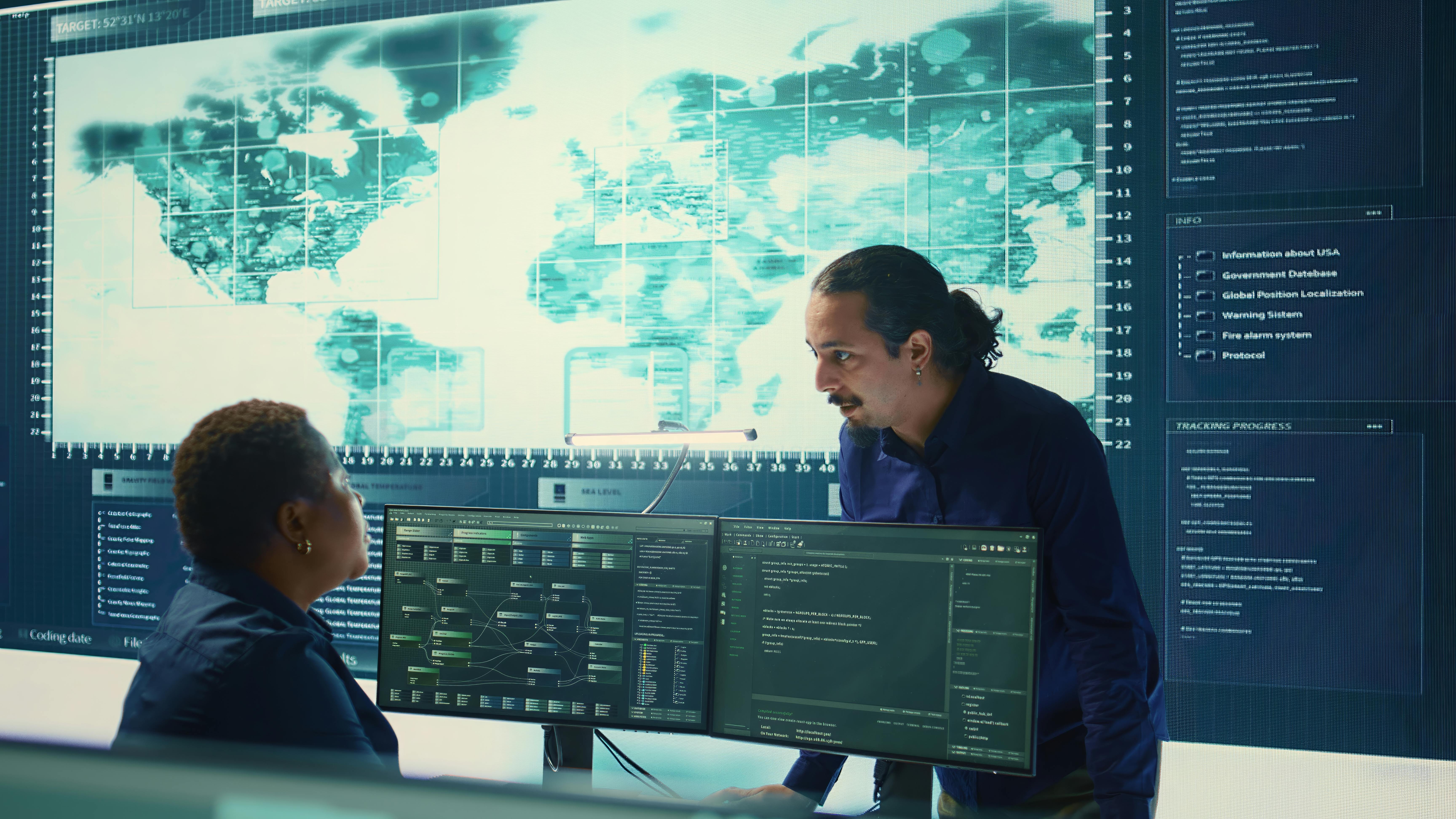 Cyber defense team working in a governmental security operations center.