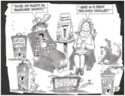 Comic cartoon with man saying youre as smooth as Tennessee whiskey and woman responding heres to the best practices distilled Comic cartoon with man saying youre as smooth as Tennessee whiskey and woman responding heres to the best practices distilled