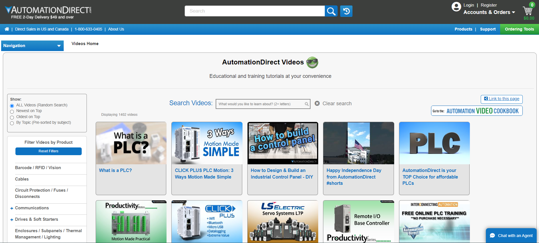 AutomationDirect&rsquo;s library of more than 1,500 videos on a variety of process control, automation and other technical topics is available at its website and on YouTube, and includes basic and advanced product introductions, technical support, training and supplier introductions. Source: AutomationDirect