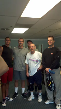 Weiss giving racquetball lessons to the San Francisco 49ers head coach and players Weiss giving racquetball lessons to the San Francisco 49ers head coach and players