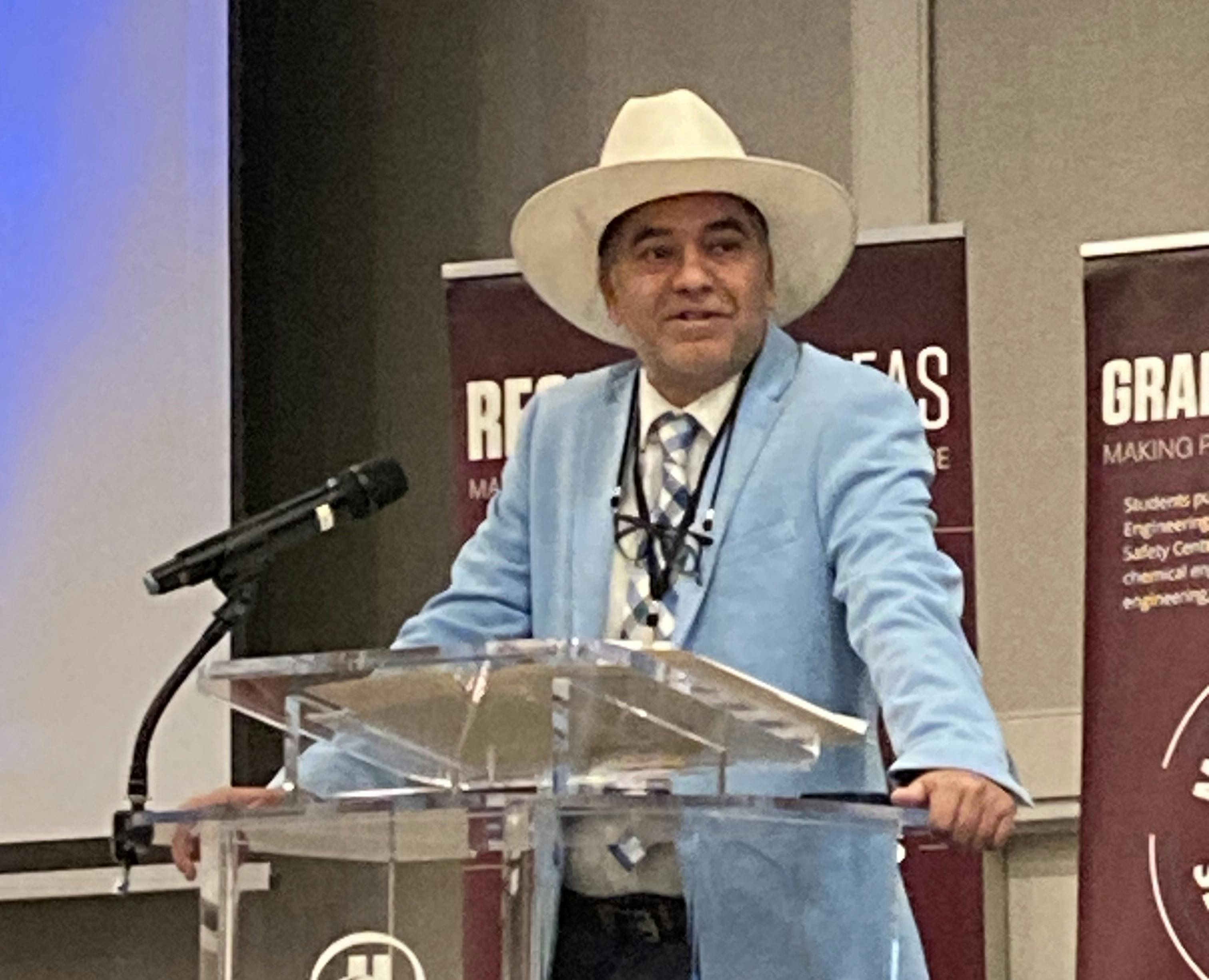 Faisal Kahn, director of the Mary Kay O'Connor Process Safety Center (MKOPSC) at Texas A&M University&rsquo;s (TAMU) Engineering Experiment Station (TEES), introduces the speakers at its 2024 Safety and Risk Conference 2024 on Oct. 21-24 in College Station, Tex.