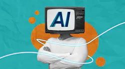 Human with AI TV Head collage art Human with AI TV Head collage art