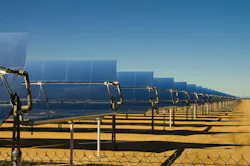 SEGS solar thermal energy electricity plant with parabolic mirrors concentrating the sunlight SEGS solar thermal energy electricity plant with parabolic mirrors concentrating the sunlight
