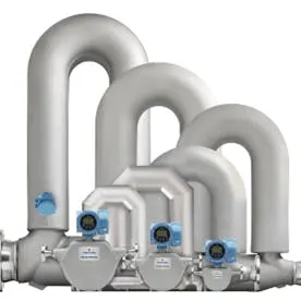 Figure 3: Wide rangeability, multiple Coriolis meter for flow and density measurement. Figure 3: Wide rangeability, multiple Coriolis meter for flow and density measurement.
