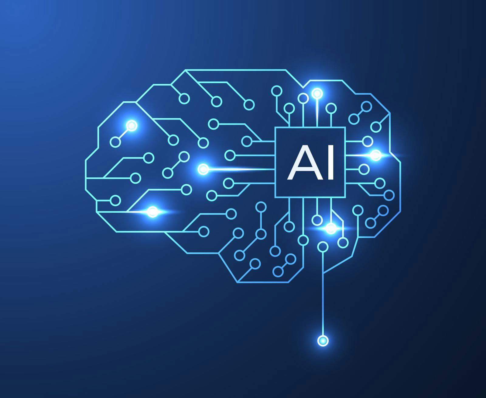 AI in a brain, artificial intelligence concept