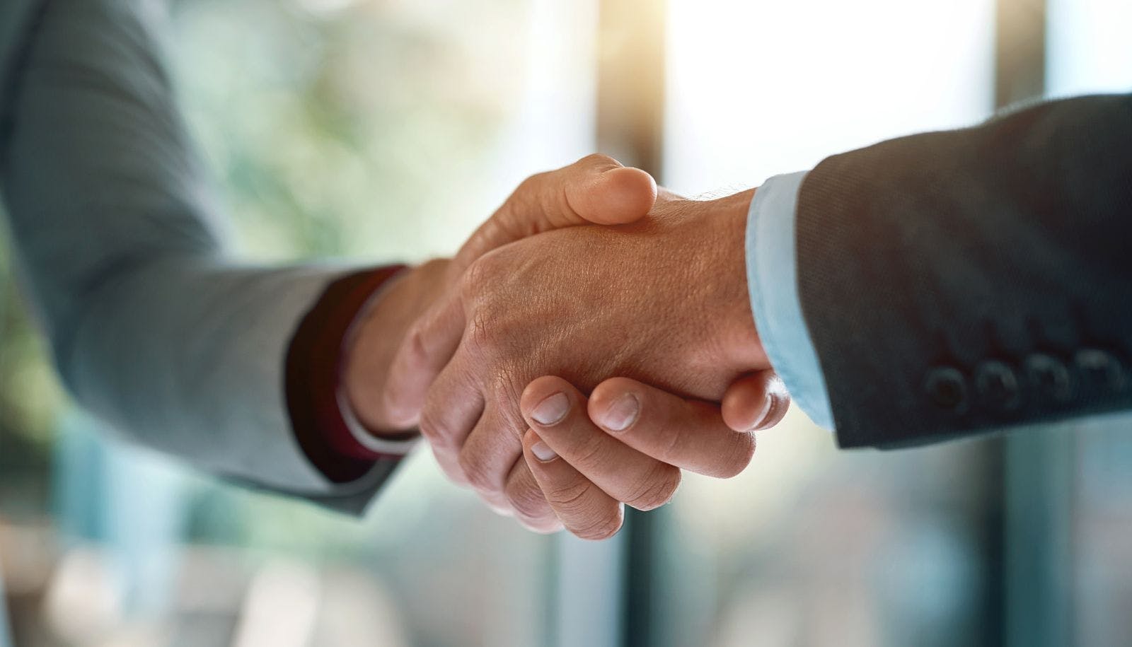 Meeting, handshake and business people in office for deal, welcome or onboarding for b2b collaboration. Partnership, teamwork and shaking hands for agreement, consulting or introduction with trust