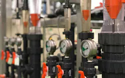 Selective focus rotameters or flow meter, pressure gauge, union ball valve used for monitoring flow EDI Selective focus rotameters or flow meter, pressure gauge, union ball valve used for monitoring flow EDI