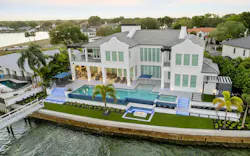 Aerial of luxury contemporary home on the water in St. Petersburg, Florida Aerial of luxury contemporary home on the water in St. Petersburg, Florida