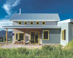 Colorado custom home with custom painted window on fiber cement exterior Colorado custom home with custom painted window on fiber cement exterior