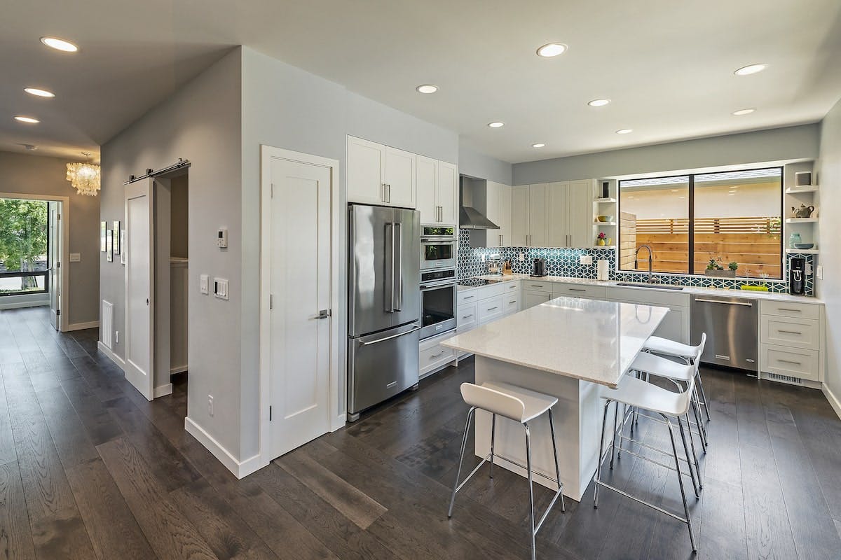 Kitchen in a modern-style prefabricated custom home
