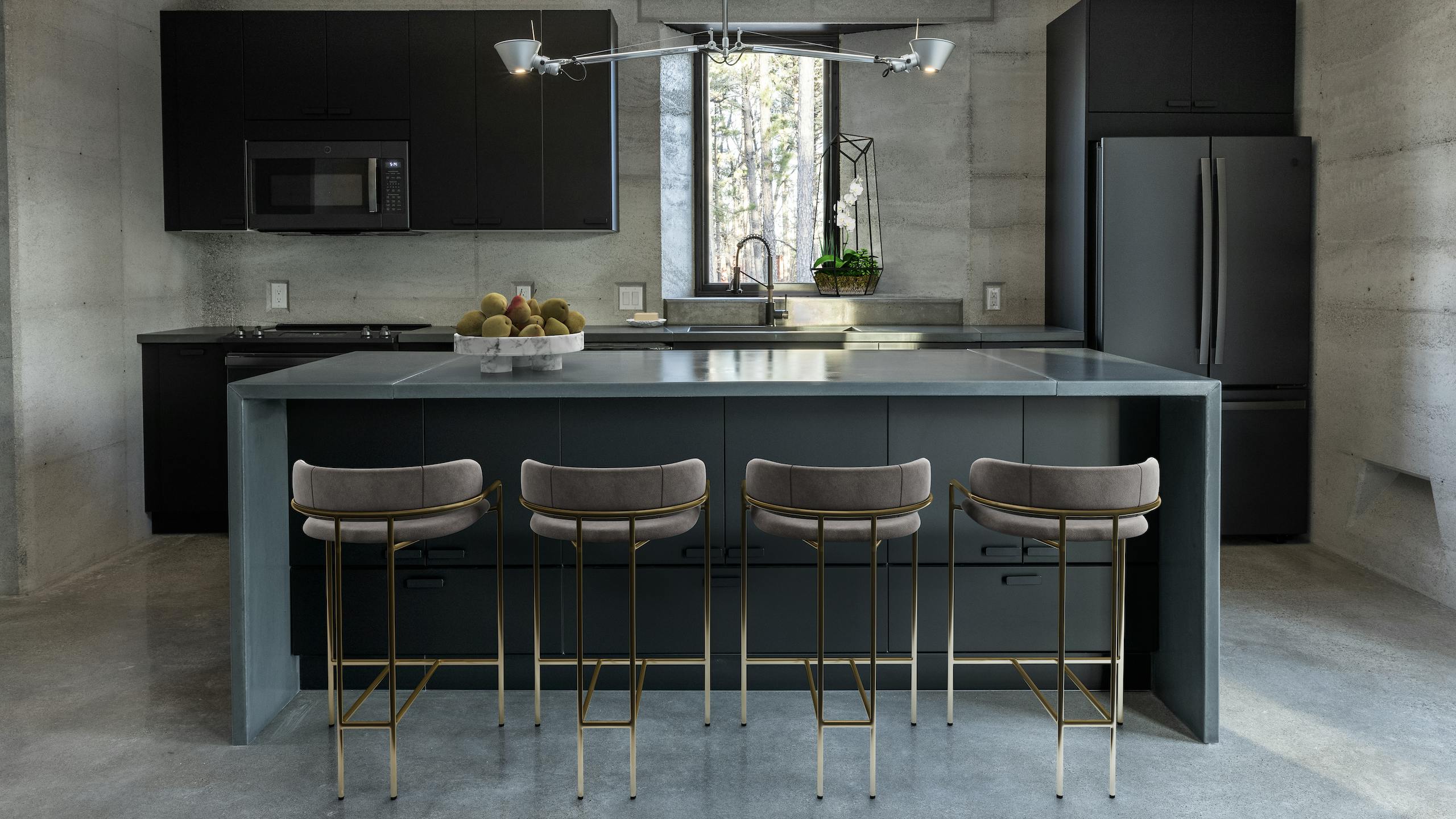 rammed earth home kitchen