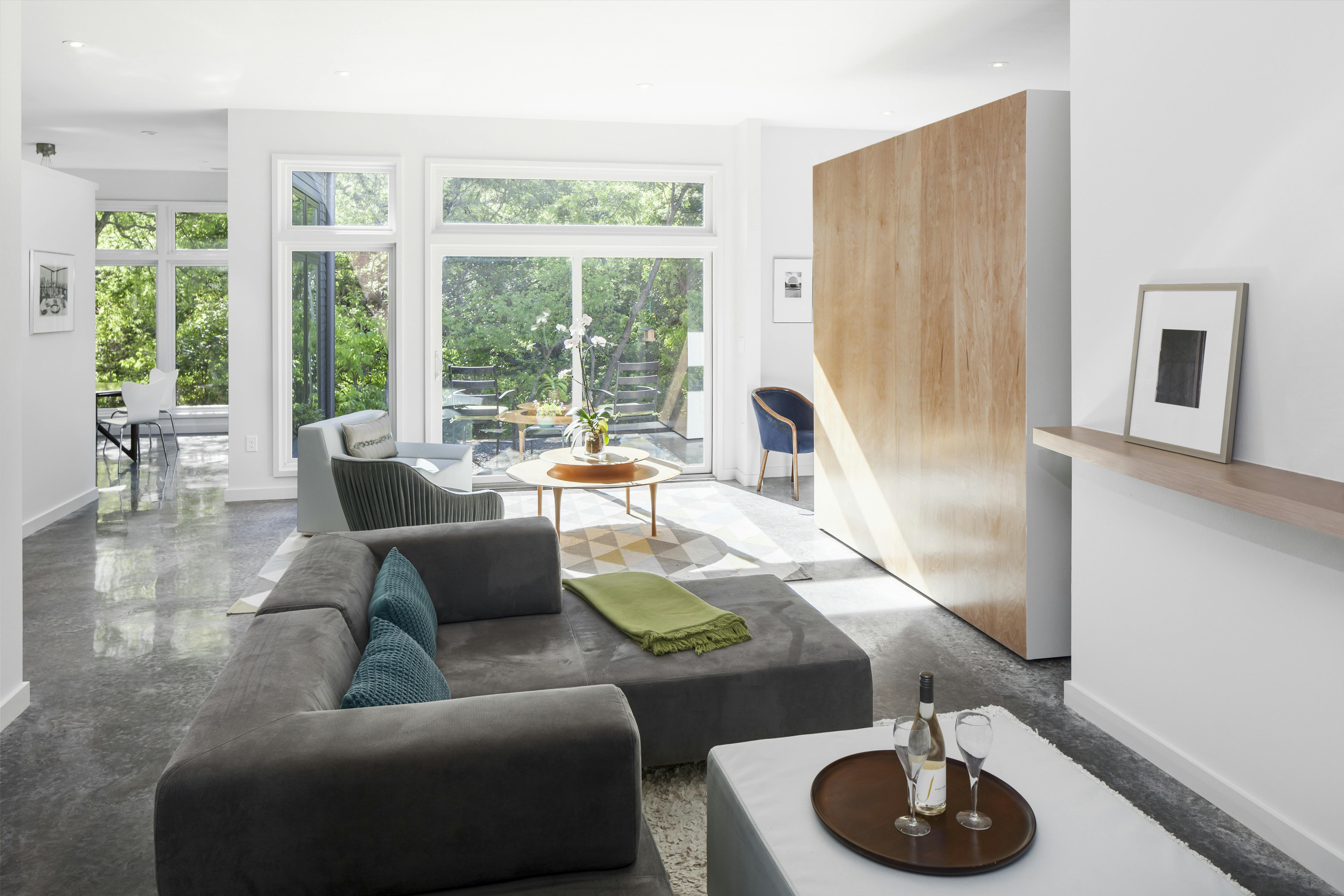 Moveable wall separates the study from the living space