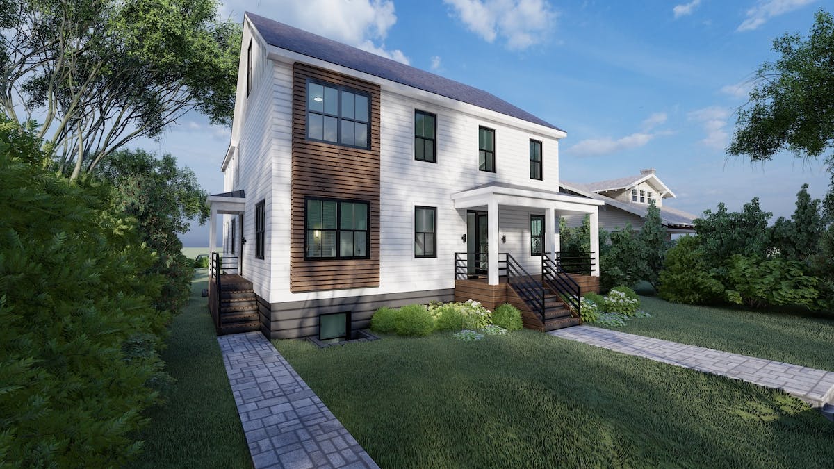 View of the front elevation of the Symbi zero energy-ready house