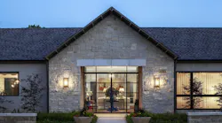 Stone exterior of Texas breezeway for custom home Stone exterior of Texas breezeway for custom home