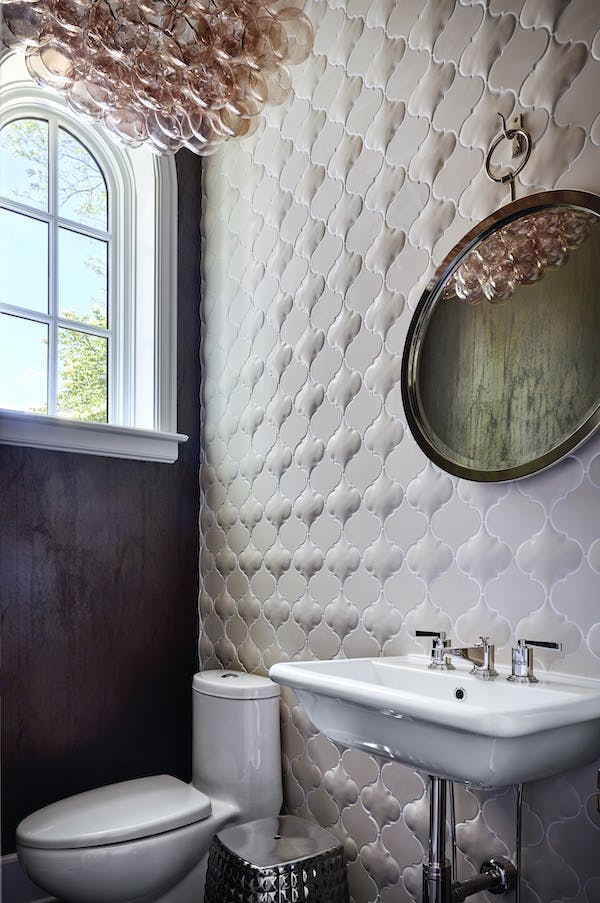 Powder room in Mediterranean-style home
