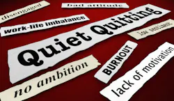 Cut-outs of words associated with quiet quitting Cut-outs of words associated with quiet quitting