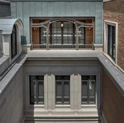 Art nouveau loggia with metal railing Art nouveau loggia with metal railing